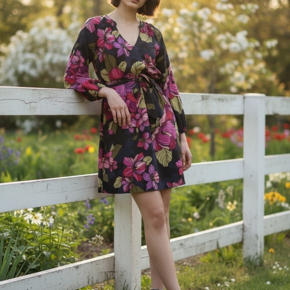 Trina Turk Silk Floral Shift Mini Dress Size 6